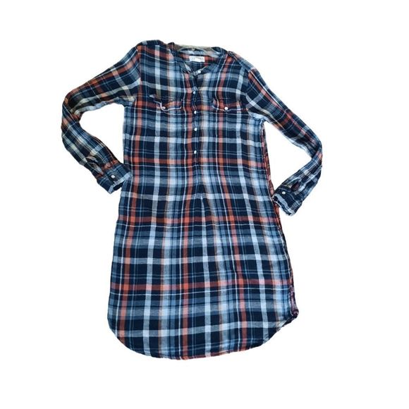 Velvet by Graham & Spencer Plaid Flannel Shirt-dress long sleeves Small - Picture 12 of 15